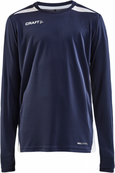 Craft - Pro Control Impact Longsleeve Tee Junior - Blu navy & bianco